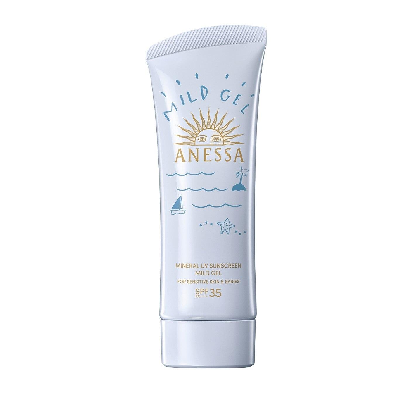 Gel Chống Nắng Anessa Moisture UV Sunscreen Mild Dịu Nhẹ Cho Da Nhạy Cảm &amp; Trẻ Em SPF35 PA+++ 90g