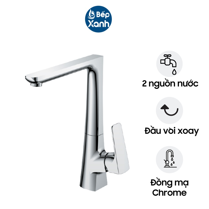 Vòi Rửa Chén Malloca K292C - 2 Nguồn Nóng Lạnh - Đồng Mạ Chrome - Hàng Chính Hãng