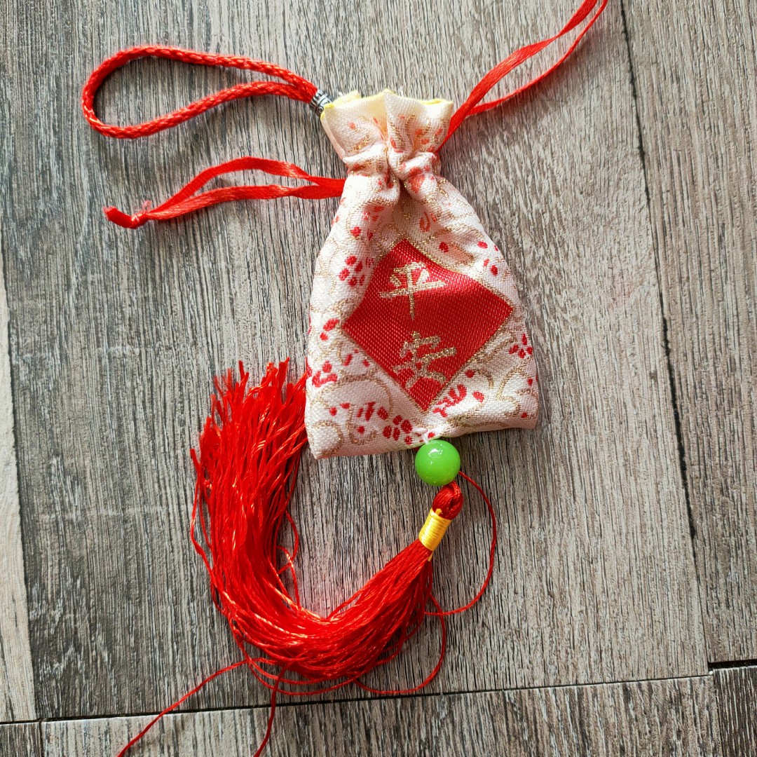 Túi nhỏ mini chữ Phúc-Bình An thêu thủ công 8*5.5cm