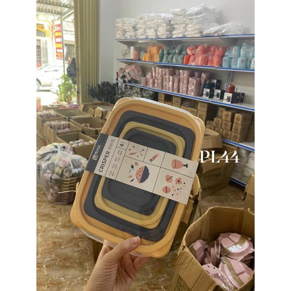 BỘ 4 HỘP BẢO QUẢN THỰC PHẨM CRISPER MẪU MỚI MÀU SIÊU ĐẸP