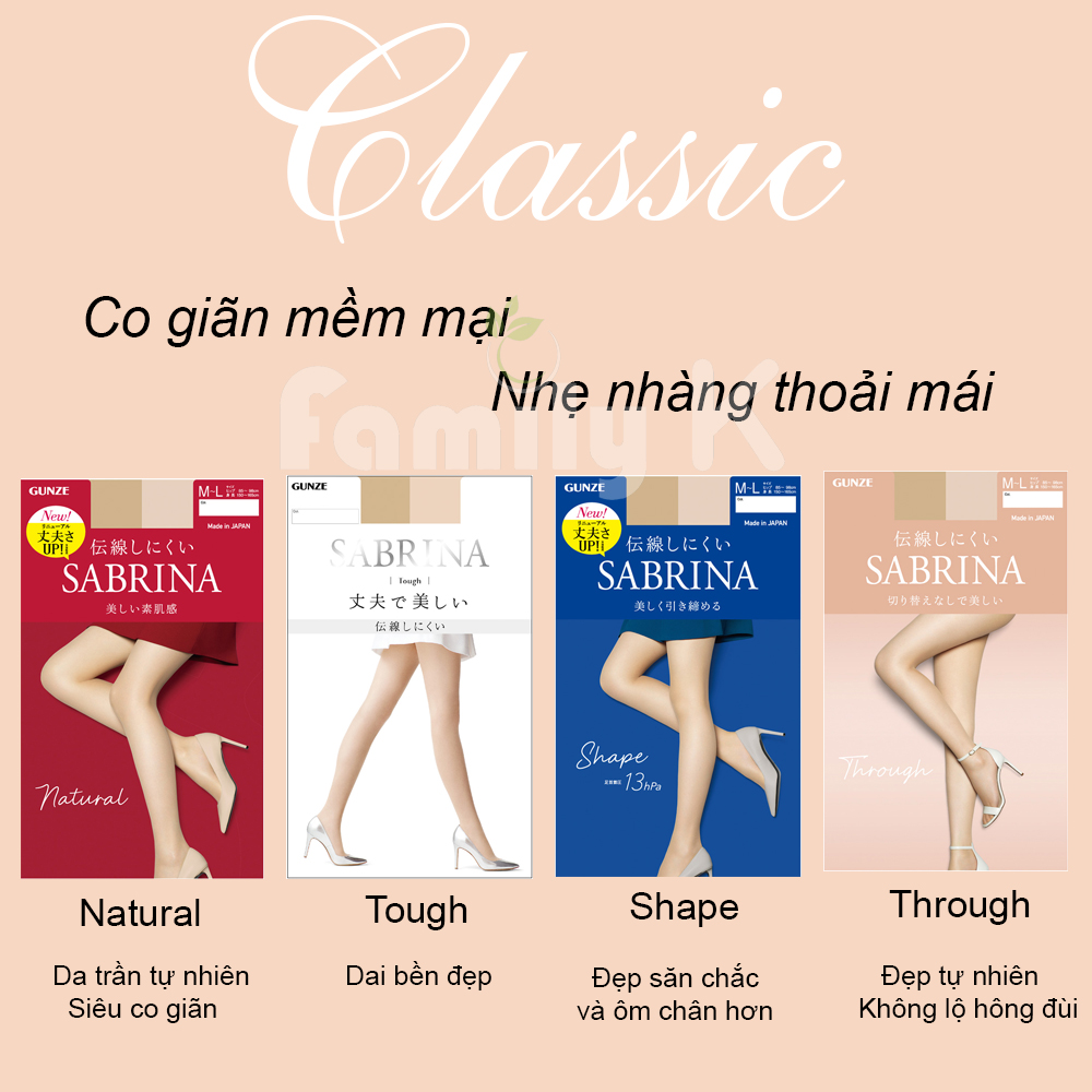 [VỎ ĐỎ MÃ MỚI] Vớ Quần tất Nhật SABRINA Natural da trần tự nhiên mặc hàng ngày chống nắng co giãn thoải mái có size lớn