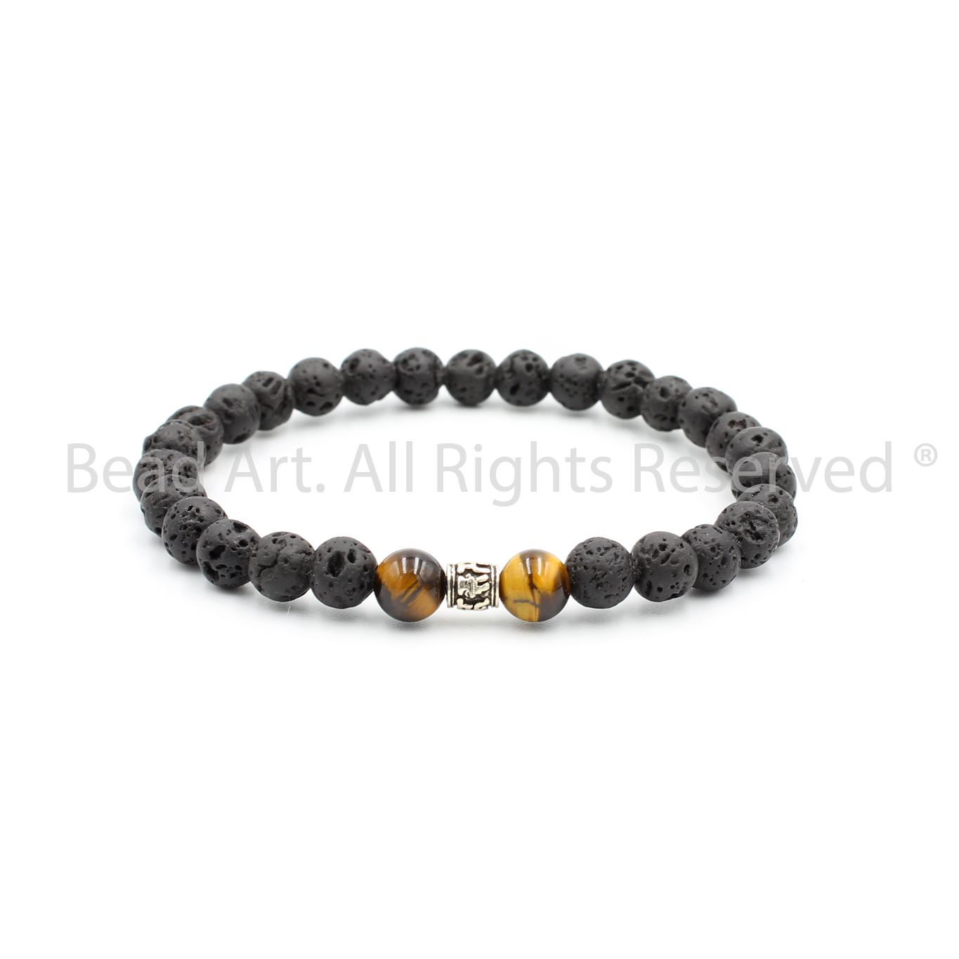 Vòng Tay 6MM Đá Dung Nham Núi Lửa Tự Nhiên, Black Lava, Mệnh Thuỷ, Mộc, Vòng Tay Phong Thuỷ, Chuỗi Hạt - Bead Art