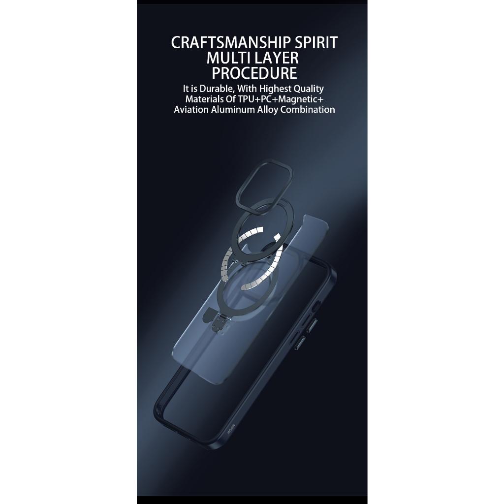 Ốp lưng trong suốt MIPOW thương thích sạc không dây Stand 2 in 1 cho iPhone 15 Series - Hàng chính hãng