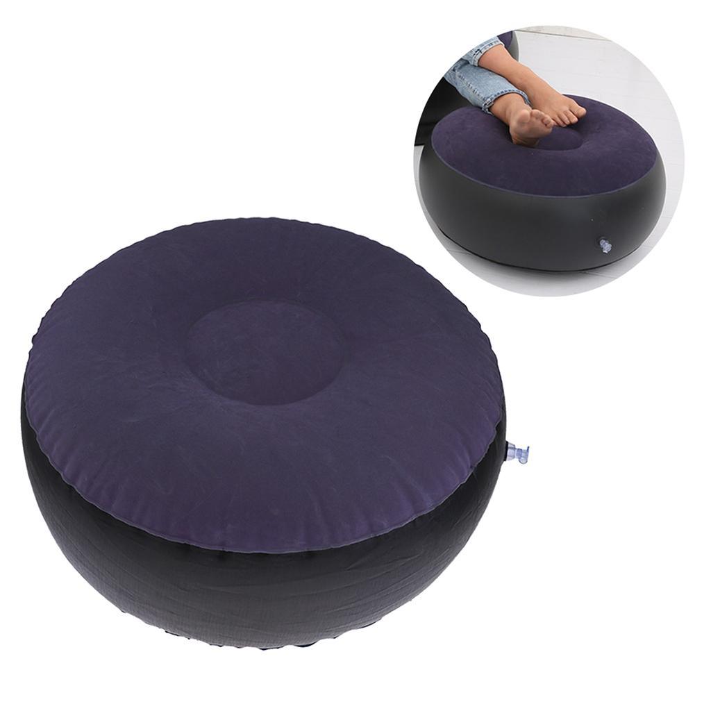 2x Portable Air Inflatable Stool Ottoman Chair For Fishing Bedroom Dark Blue