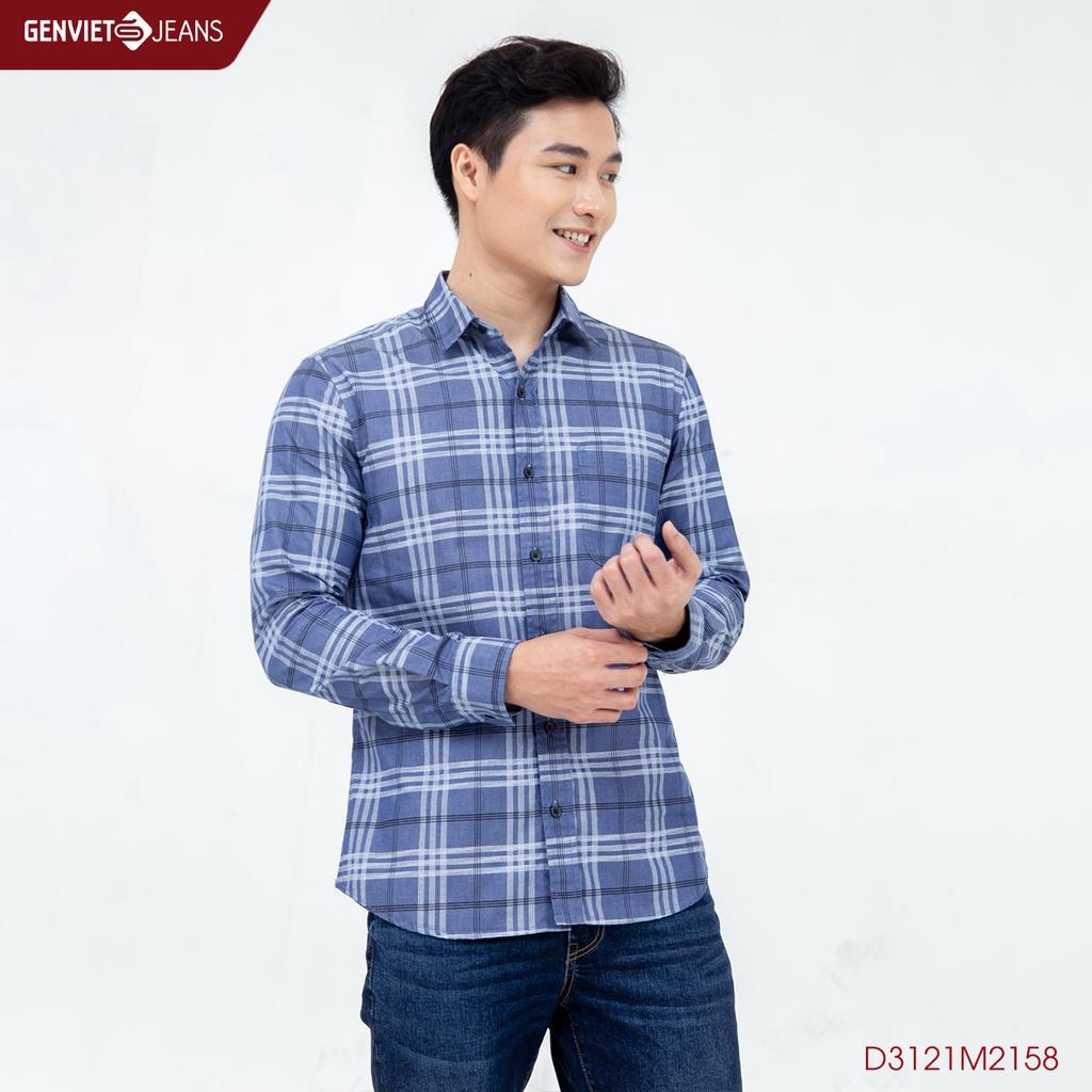 Áo Sơ Mi Jeans Kẻ Nam Dài Tay D3121M2158 GENVIET