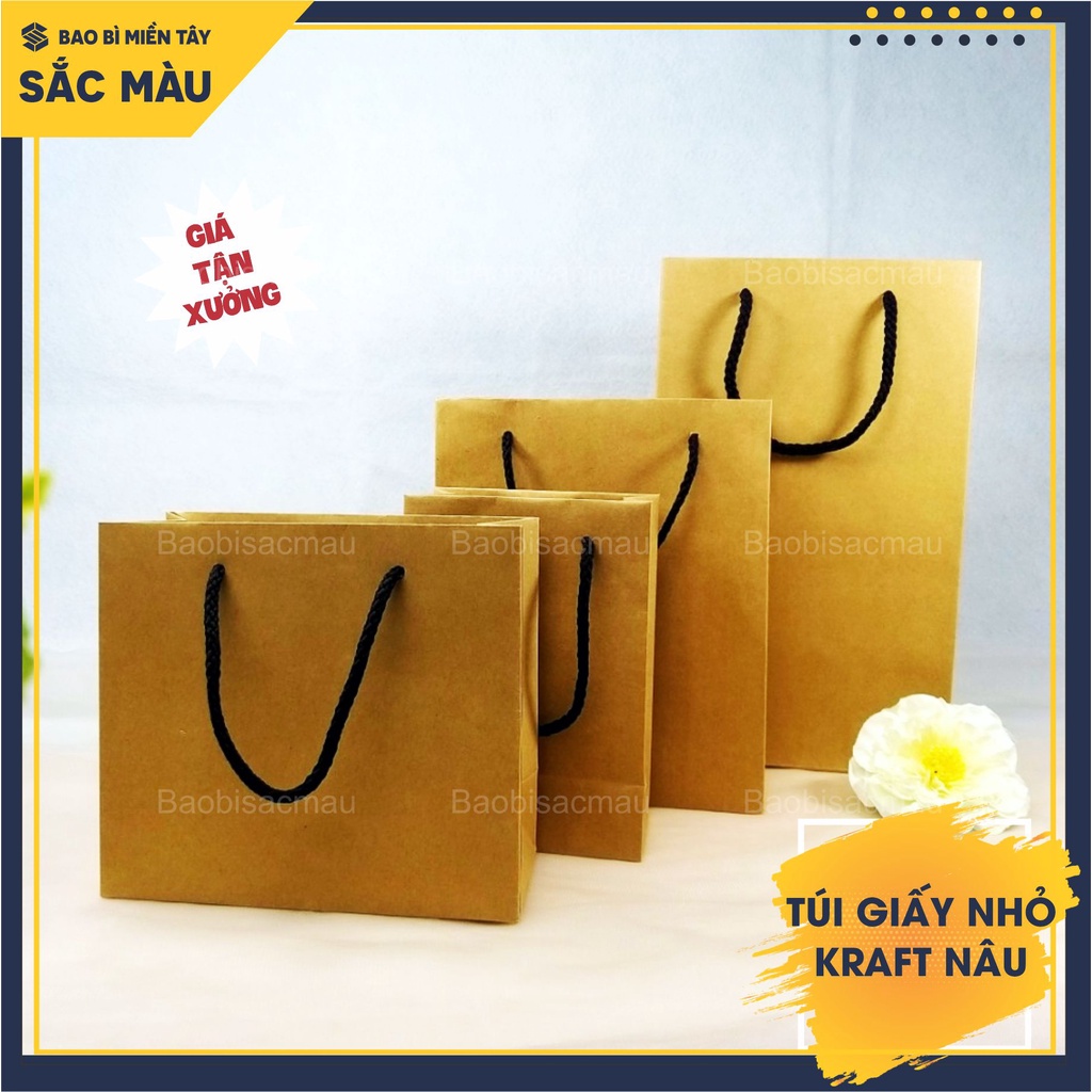 Sét 10 Túi Giấy Kraft Nâu thời trang nhiều kích thước