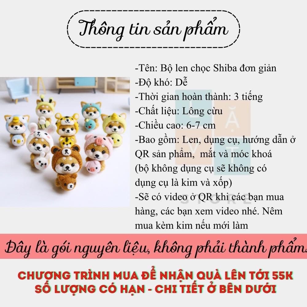 Len chọc có hướng dẫn 8 BABY SHIBA, chọc len thật dễ dàng, NEEDLE FELTING BABY SHIBA, món quà handmade ý nghĩa