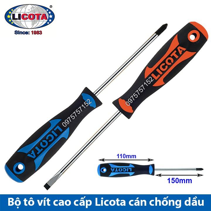 Bộ 2 Tô vít - Tuốc nơ vít cao cấp LICOTA TAIWAN cán cao su chống dầu