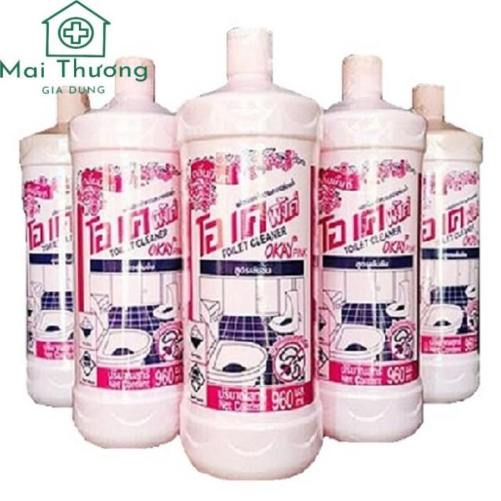 Combo 12 Chai Nước Tẩy Nước Tẩy Rửa Bồn Cầu Okay Pink Toilet Cleaner Thái Lan (1 chai 960ml ) siêu mạnh, siêu rẻ...