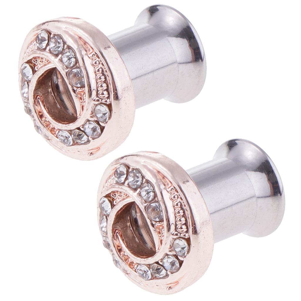 Stainless Piercing Round Ear Expanders Rose Gold Ear Piercing Jewelry  6mm