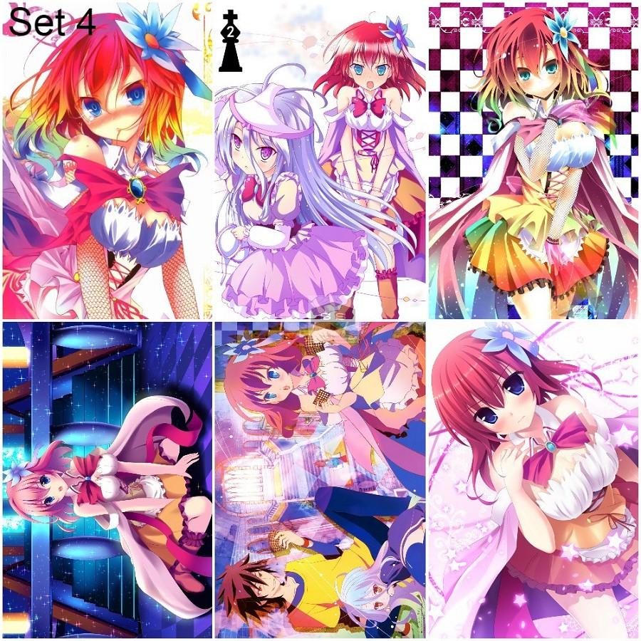 Bộ 6 Áp phích - Poster Anime No Game No Life - Huyền Thoại Game Thủ (bóc dán) - A3,A4,A5