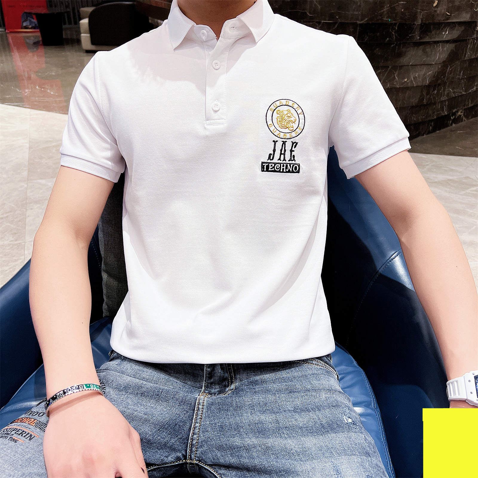 Áo thun nam polo ngắn tay có cổ cao cấp TC với thiết kế logo thêu trước ngực và phía sau phong cách trẻ trung, năng dộng, lịch lãm, hợp thời trang-8032