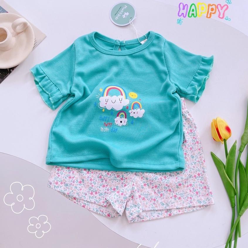 Bộ ngắn tay bèo quần hoa bozip Minky Mom xinh xắn cho bé gái từ 7-19kg BẢNG 2