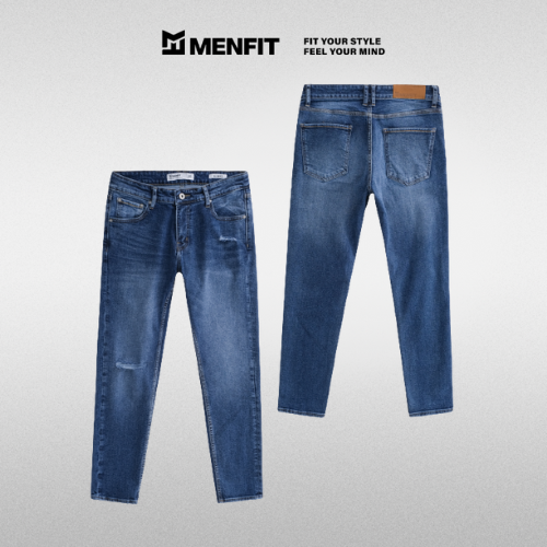 Quần jean nam xanh cao cấp MENFIT 0522 chất denim co giãn nhẹ 2 chiều, chuẩn form, thời trang