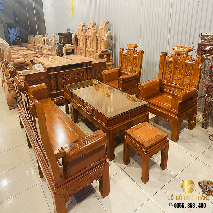 Bàn ghế âu á chương cuốn thư gỗ gõ đỏ