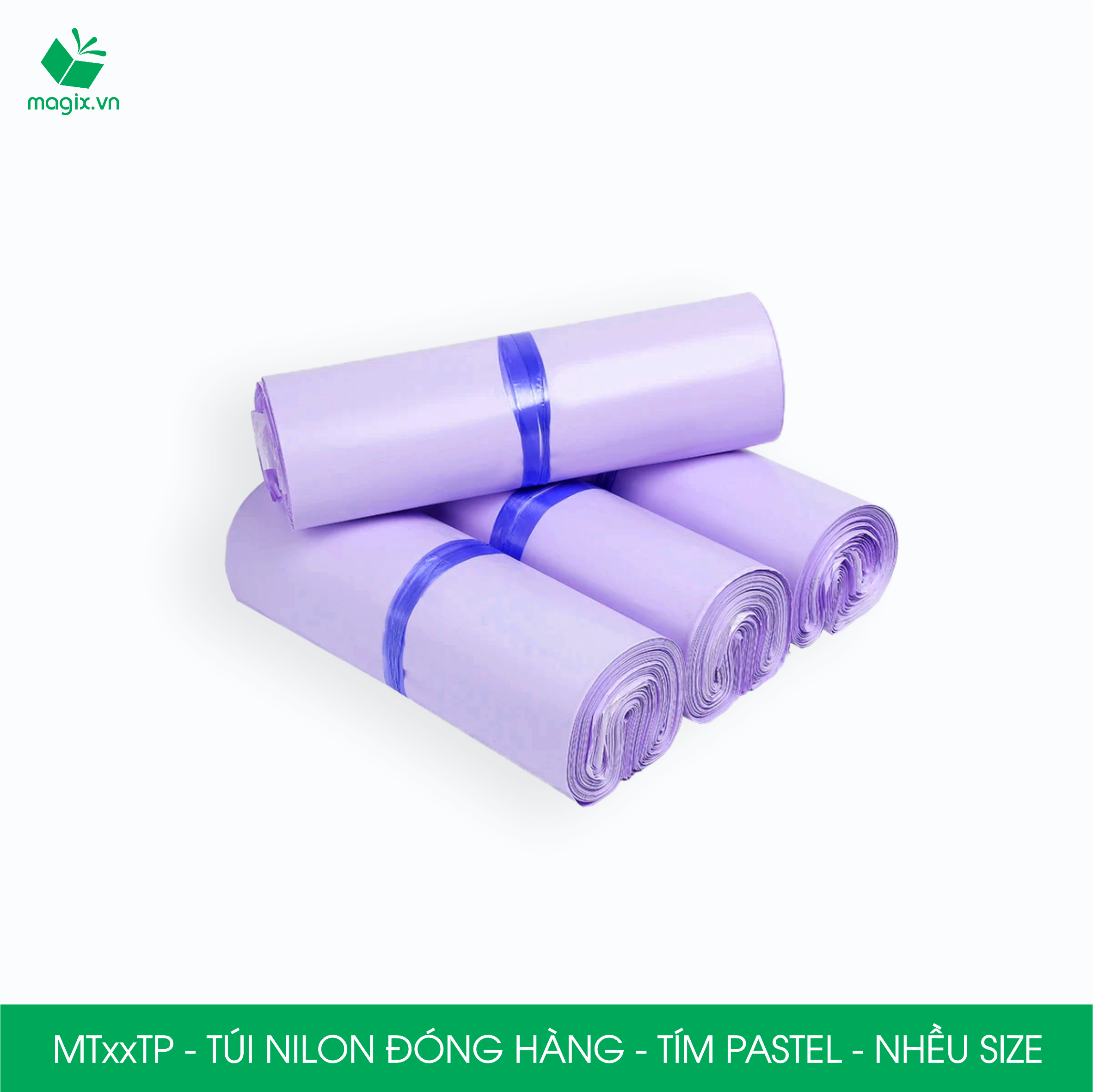 Combo 100 túi nilon gói hàng - túi niêm phong đóng hàng màu tím pastel - NHIỀU KÍCH THƯỚC