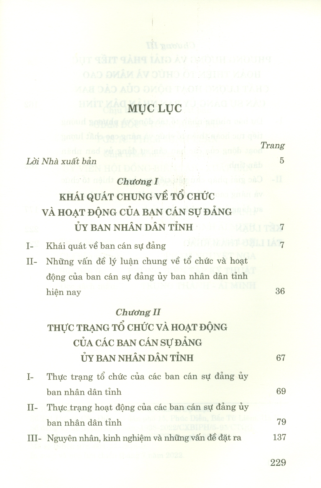 Tổ Chức Và Hoạt Động Của Các Ban Cán Sự Đảng Ủy Ban Nhân Dân Tỉnh Hiện Nay (Sách chuyên khảo)