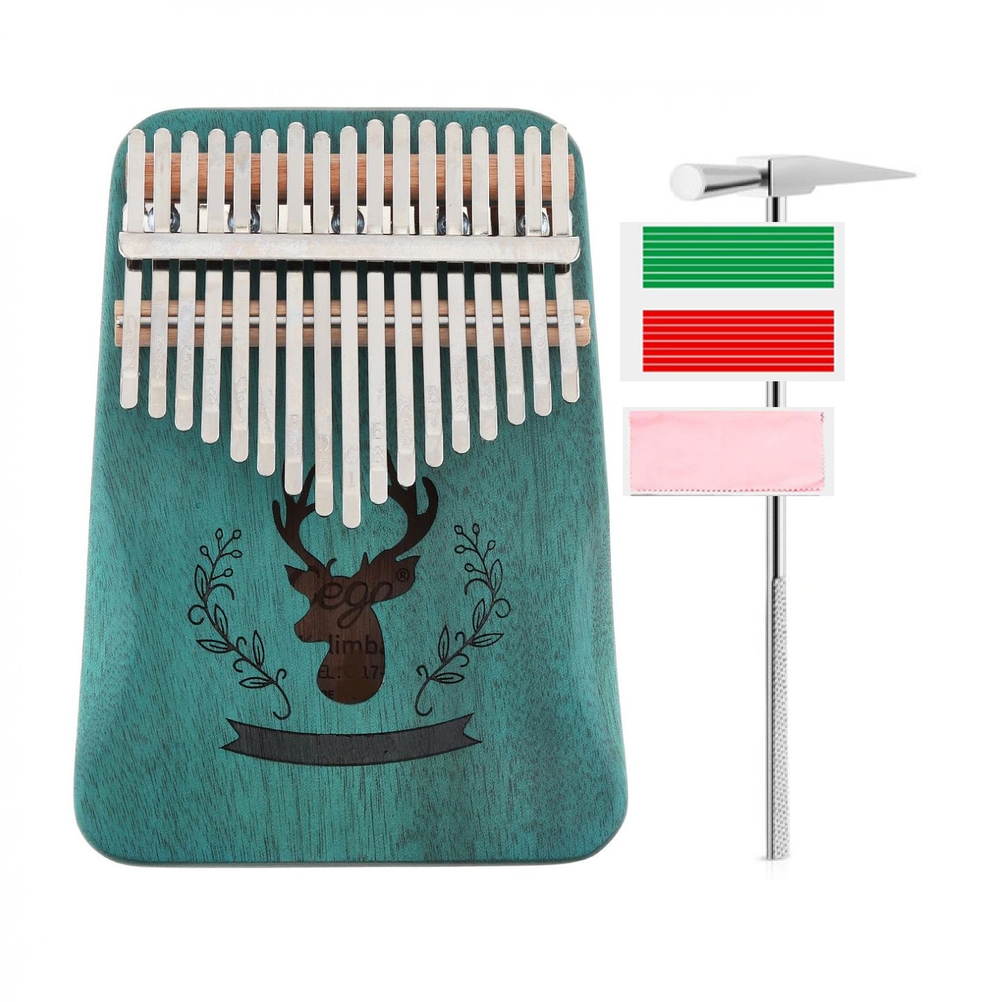 Đàn kalimba 17 phím MUSPOR -M17523 Tặng túi bảo vệ đàn , stick màu, búa chỉnh âm ,khăn lau đàn âm vang phím chuẩn