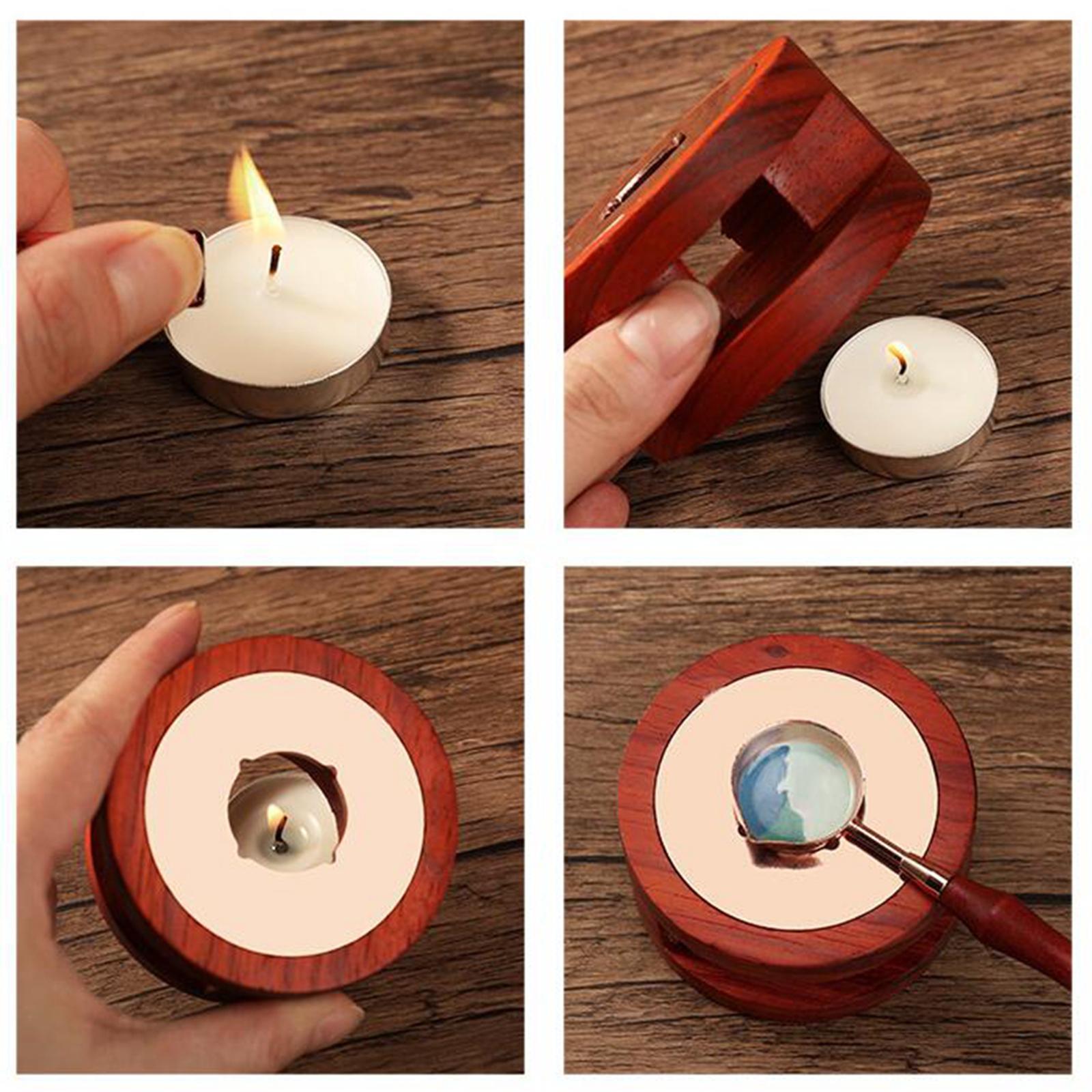 Vintage Wax Seal Solid Wood Frame Melting Glue Beads Heater