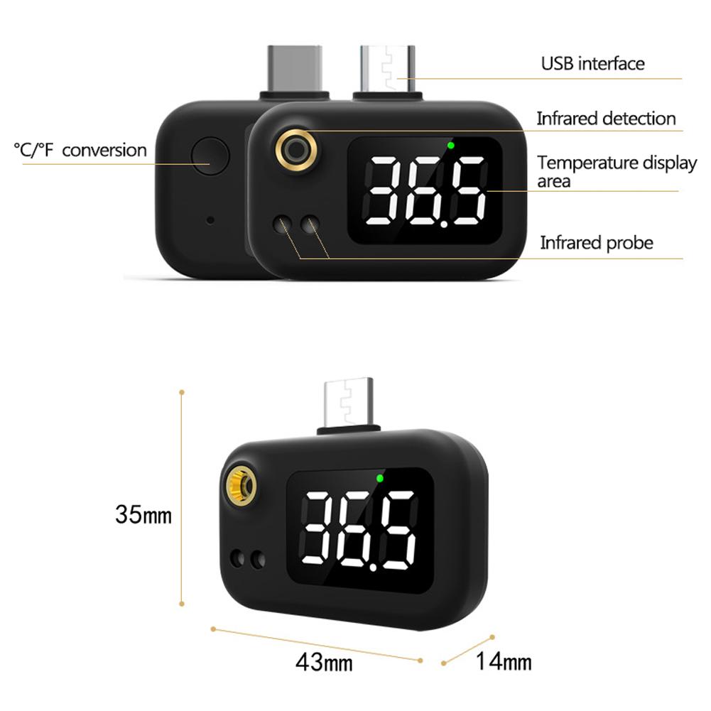 USB Intelligent Thermometer Portable Mini Cell Phone Thermometer Infrared Thermometer with Type-C Joint