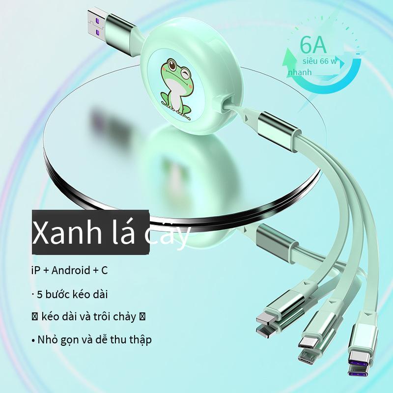 Cáp dữ liệu kéo dài một đến ba giá thấp nhất 6A sạc nhanh cáp sạc ba trong một dạng ống lồng quà tặng mẫu quảng cáo LOGO tùy chỉnh