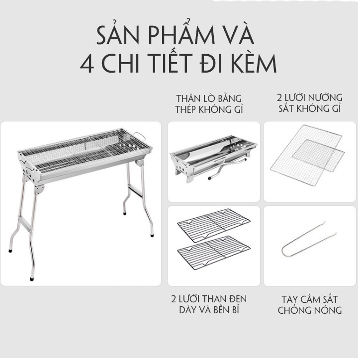 BẾP NƯỚNG THAN HOA DÃ NGOẠI GẤP GỌN T321