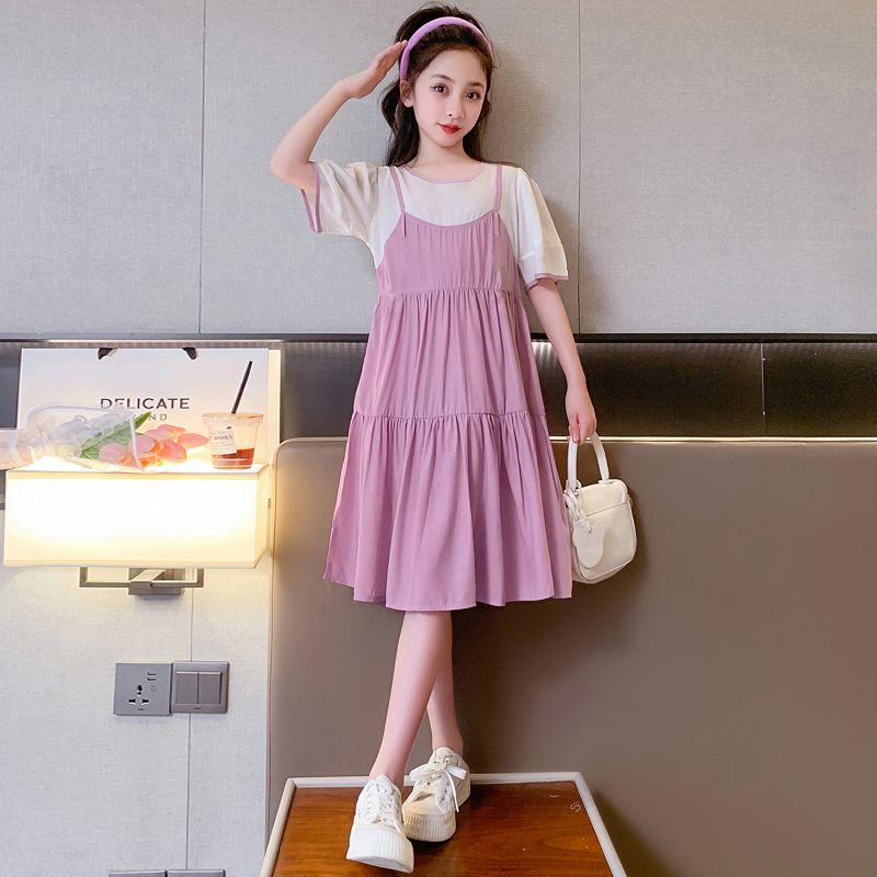 DIYIWEI Cô gái ăn mặc mùa hè 2023 phong cách phương Tây lớn bé lưới váy trẻ em mỏng giả hai váy công chúa