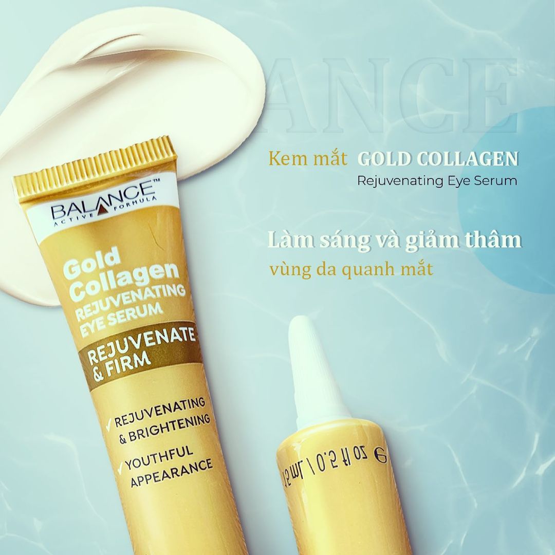 Serum Mắt Gold Collagen Balance Active Formula tái tạo, làm sáng vùng da mắt, giảm vết chân chim 15ml, hàng chính hãng