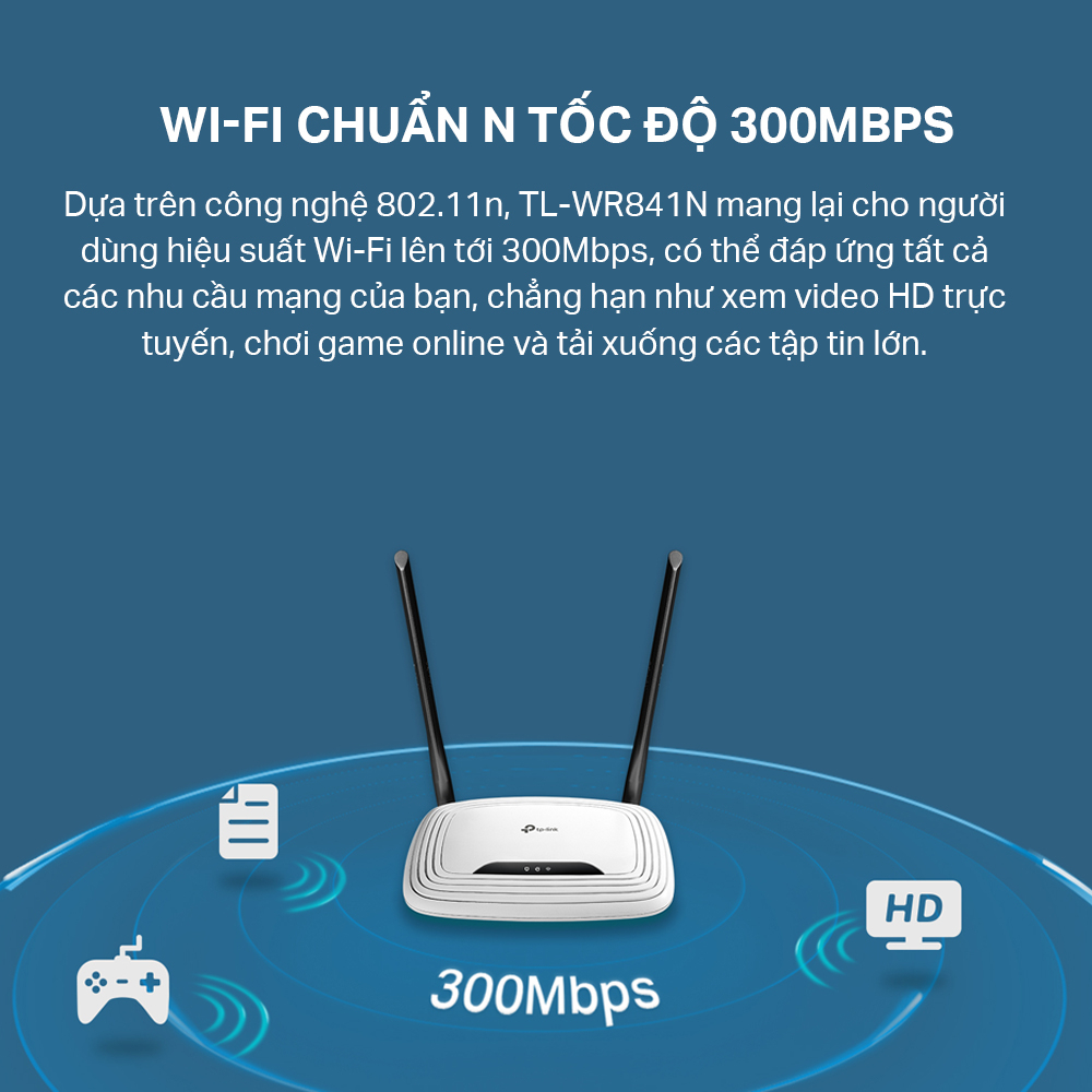 Phát Wifi TP-Lin TL-WR841N (2 anten 5dBi, 300Mbps, Repeater, 4LAN)