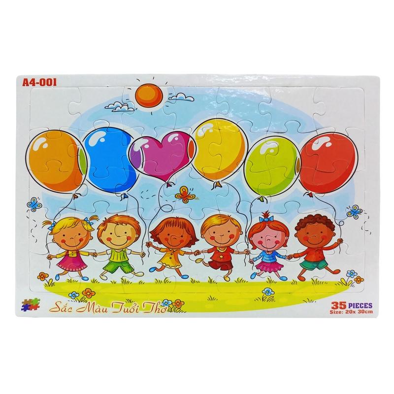 Bộ Xếp Hình Khổ A4 Puzzle Minh Châu 35-01 - Sắc Màu Tuổi Thơ (35 Mảnh Ghép)