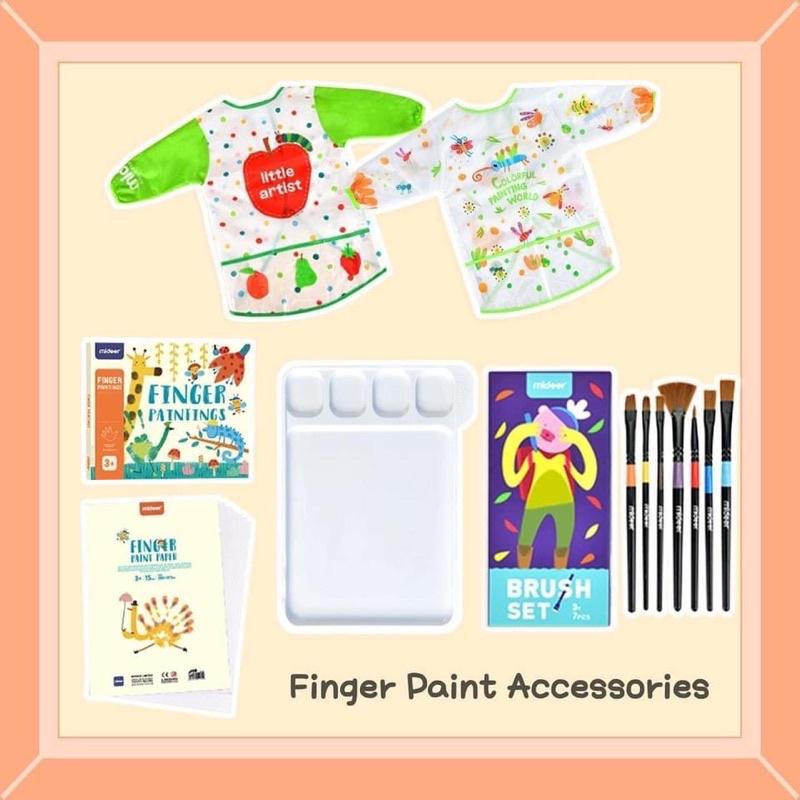 Finger Paint Mideer bộ màu kèm sổ vẽ tay cho bé chính hãng an toàn kèm bộ cọ vẽ màu nước