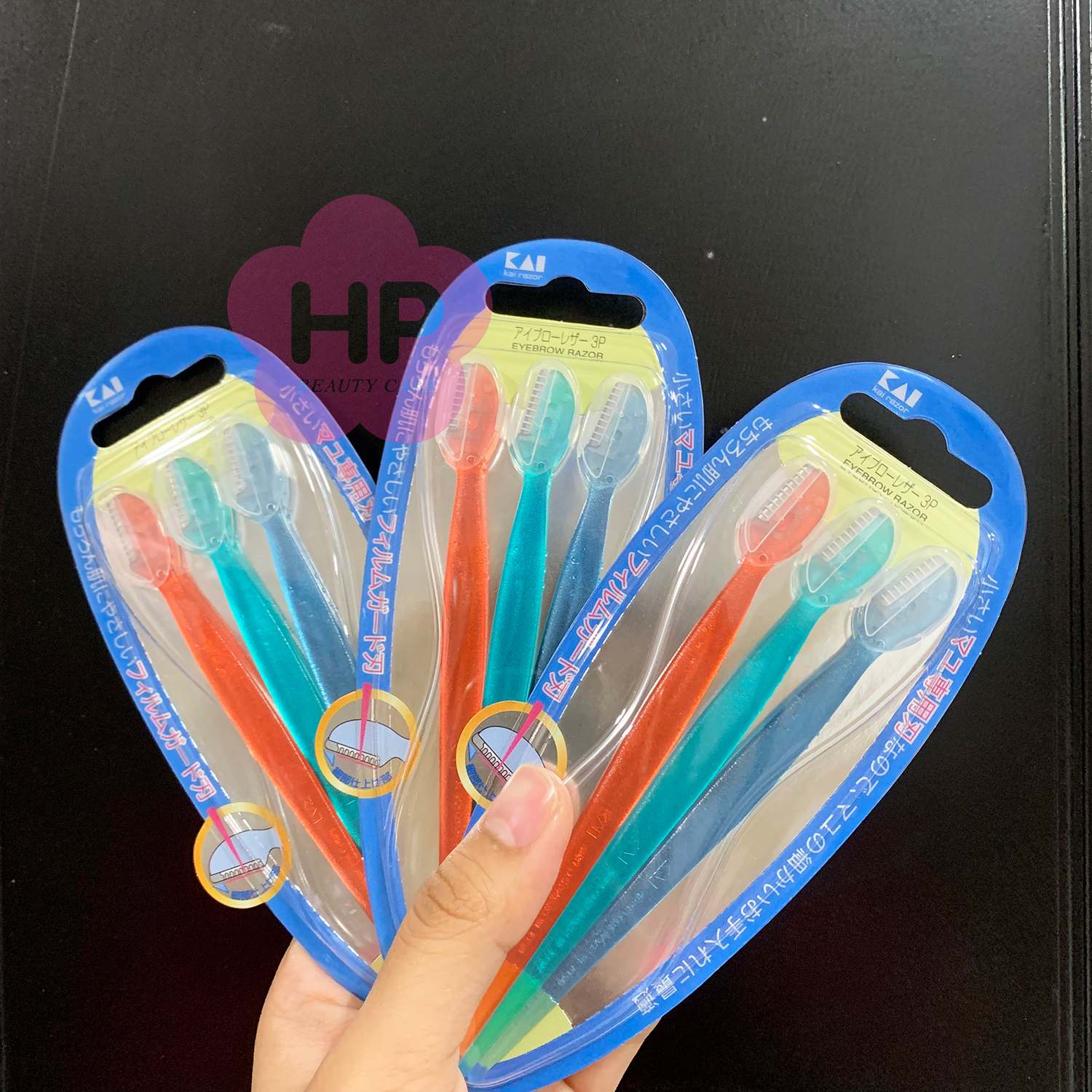 Dao Cạo Lông Mày Cán Dài Dành Cho Nữ Kai Eyebrow Razor EBR-3P (Set 3 Cây) - 08757