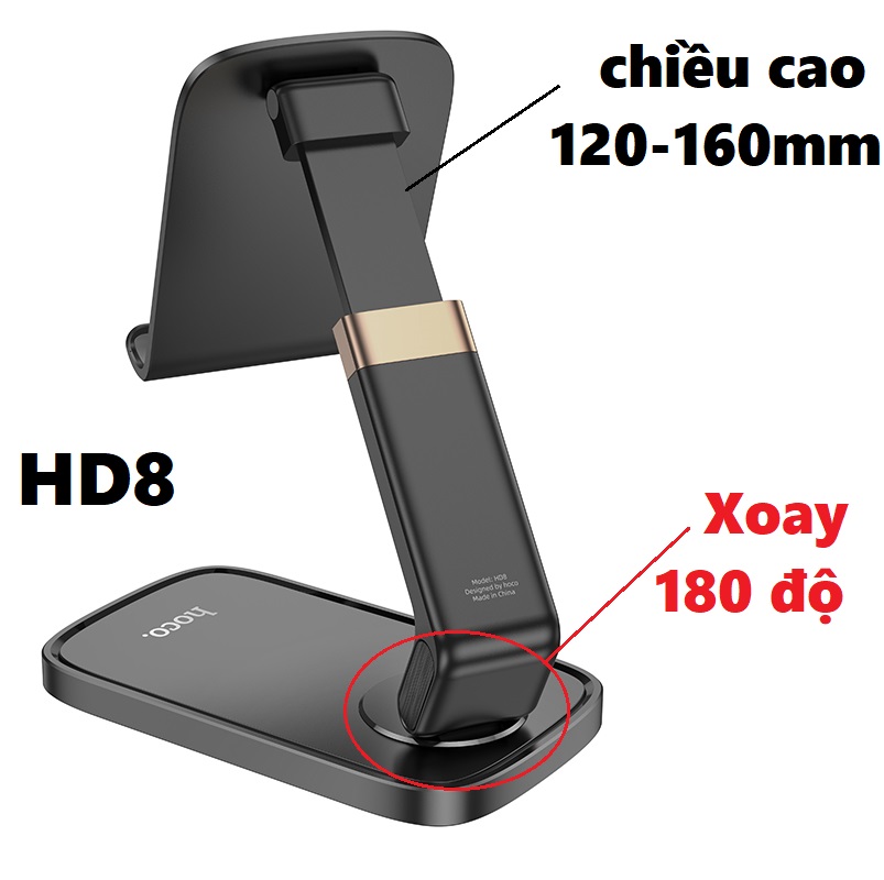 GIÁ ĐỠ ĐIỆN THOẠI ĐỂ BÀN DẠNG GẬP THIẾT KẾ 2 TRỤC CHO ĐIỆN THOẠI HOCO HD6 HD8 _ hàng chính hãng