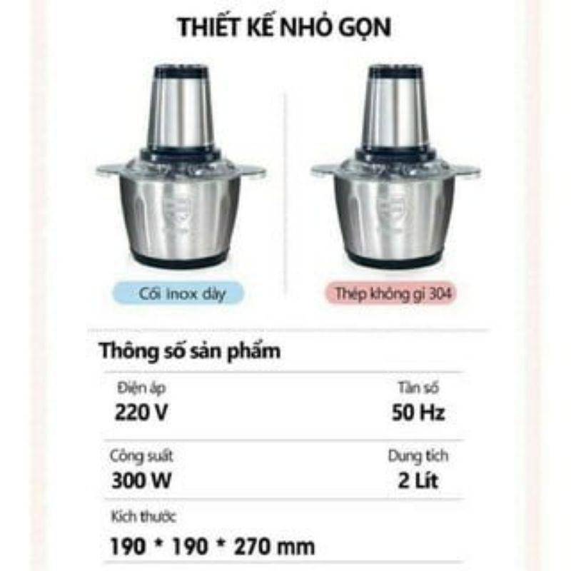 MÁY XAY THỊT MÁY XAY THỊT ĐA NĂNG FOOD PROCESSOR HDA CỐI INOX 2L