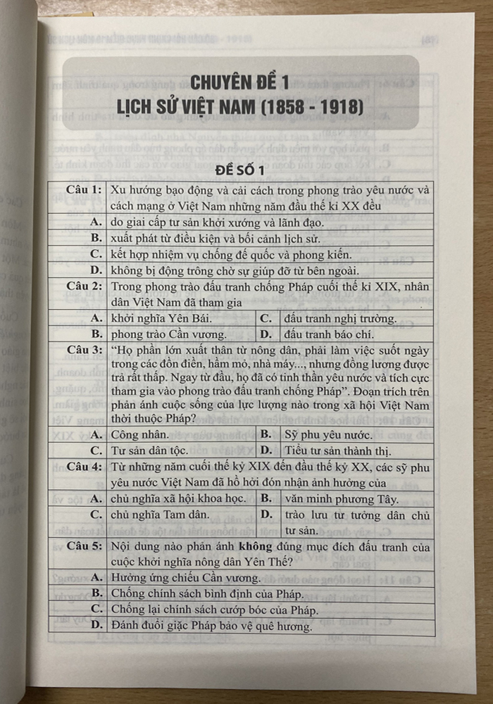 Bộ câu hỏi chinh phục điểm 10 môn Lịch sử (Dùng cho kì thi tốt nghiệp THPT, Đại học và Học sinh giỏi)