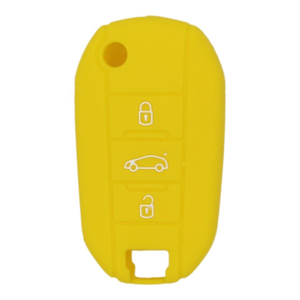 Silicone Car Key Case Cover Fit for AUDI Folding Remote Key Fob Case Shell 3 Buttons Yellow
