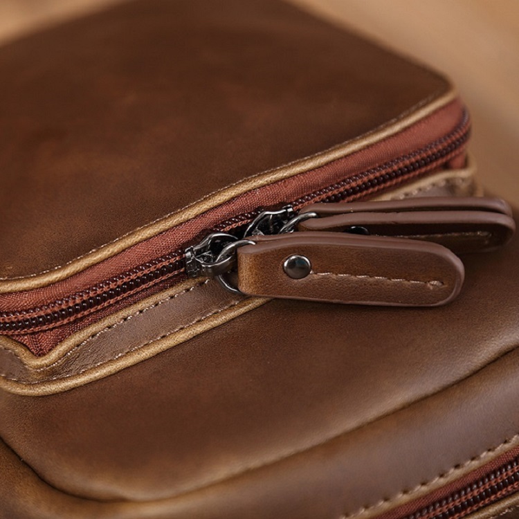 Túi Nam Đeo Chéo Bao Tử Da Bò Sáp BT02 Trẻ Chung Nhiều Ngăn Tiện Lợi