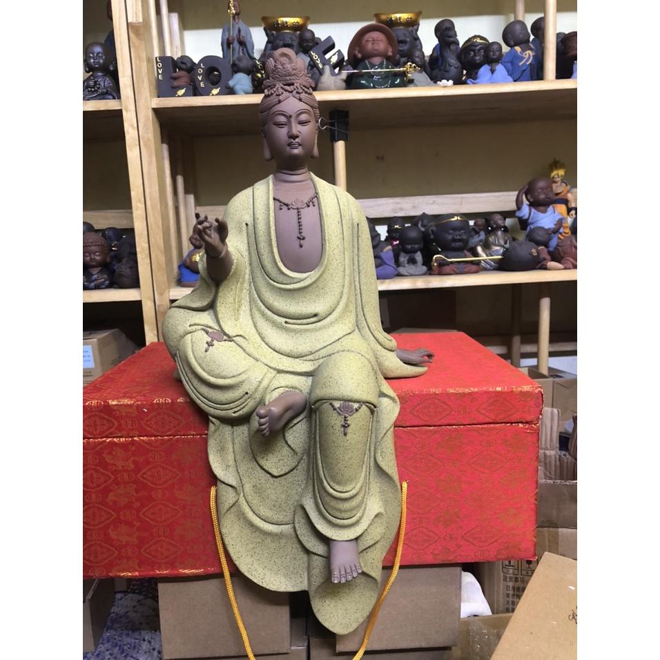Tượng phật bà Quan Thế Âm Bồ Tát áo vàng cỡ lớn- Tượng phật gốm tử sa siêu đẹp giá tốt nhất