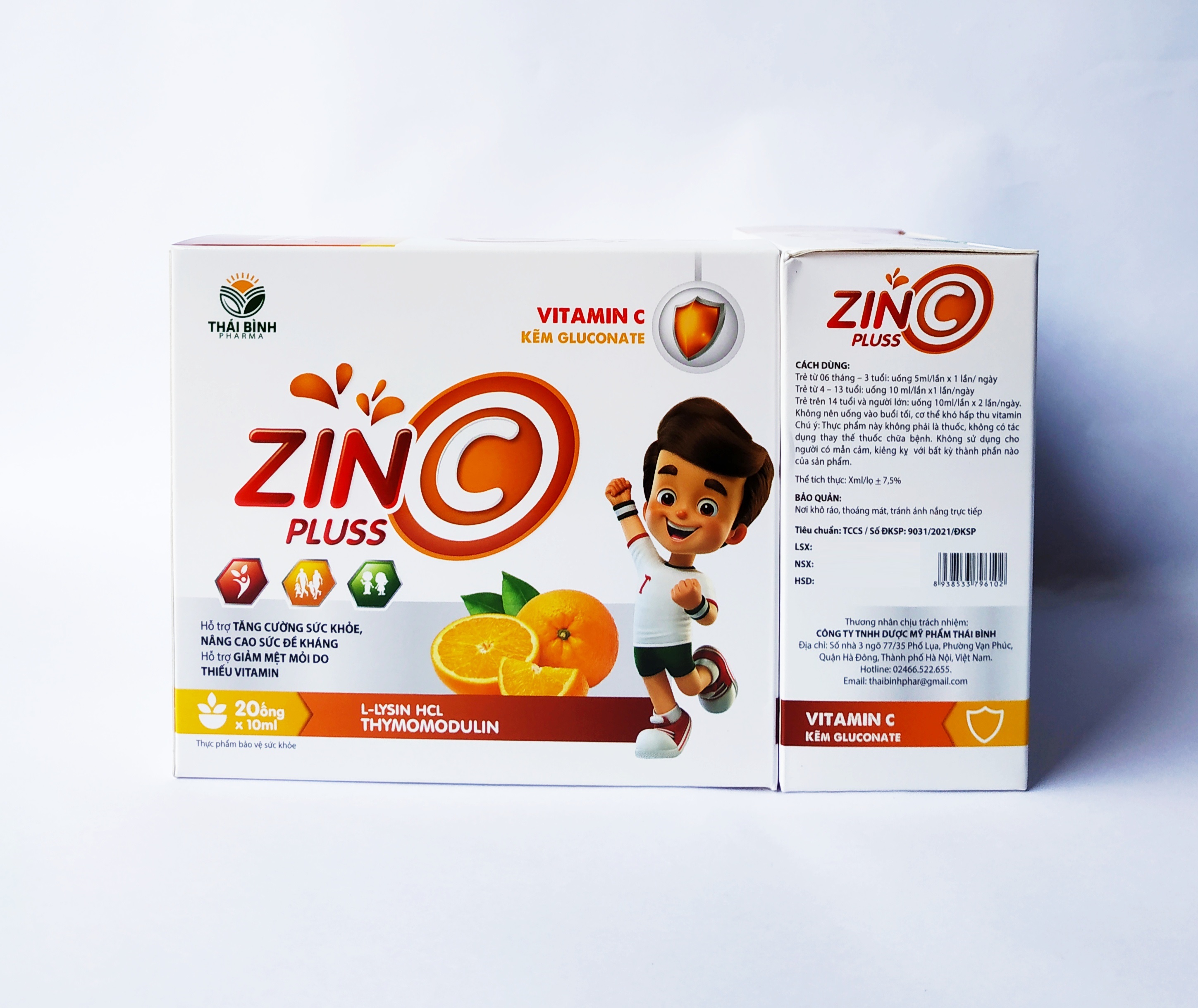 Siro Tăng Cường Sức Đề Kháng Zinc Plus - Bổ Sung Kẽm Gluconat Và Vitamin C -  Zin C Gluconat – Ngọt Thơm Dễ Uống - Hộp 20 Ống