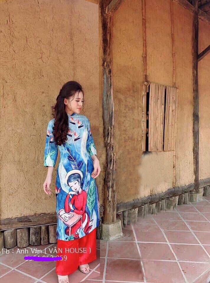 ÁO DÀI IN 3D CÔ GÁI KÈM QUẦN- NT2071