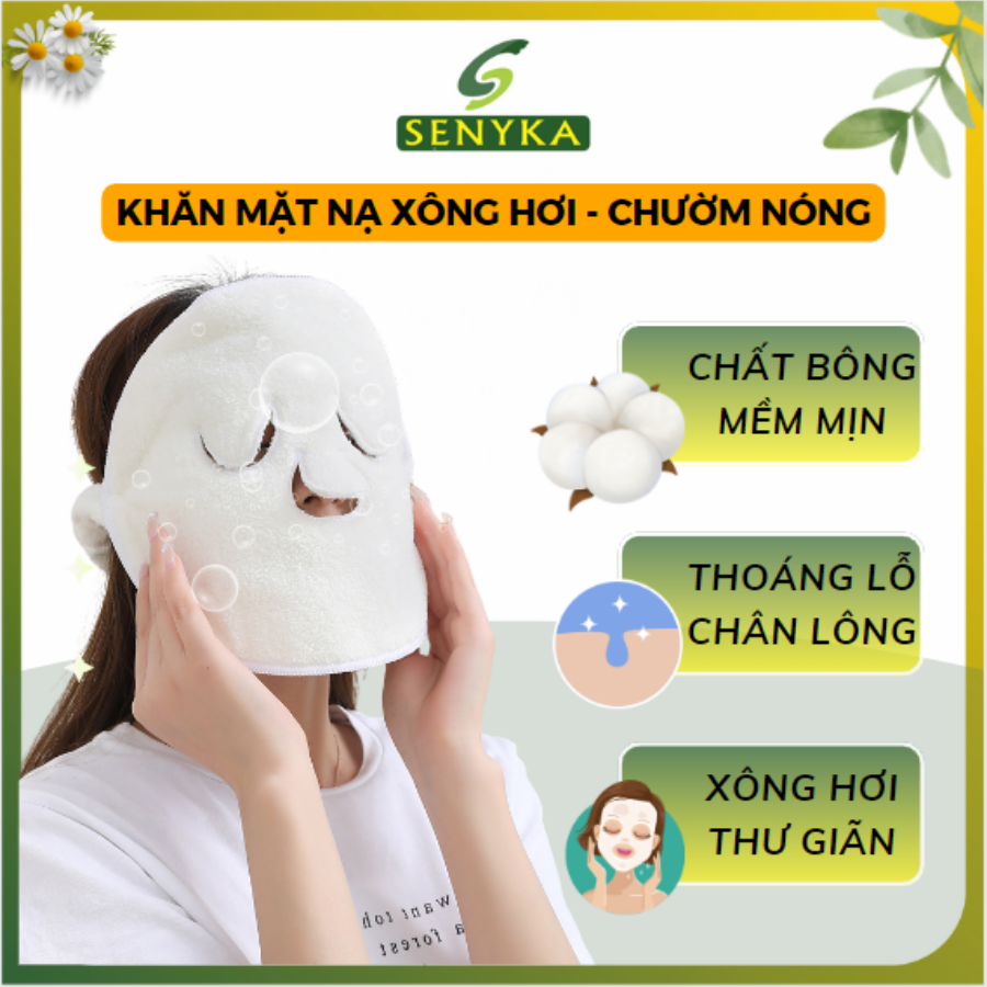 Khăn mặt nạ xông hơi, khăn mặt nạ chườm nóng giữ nhiệt thấm hút tốt, thoáng lỗ chân lông, kèm quai đeo mềm mịn CN057