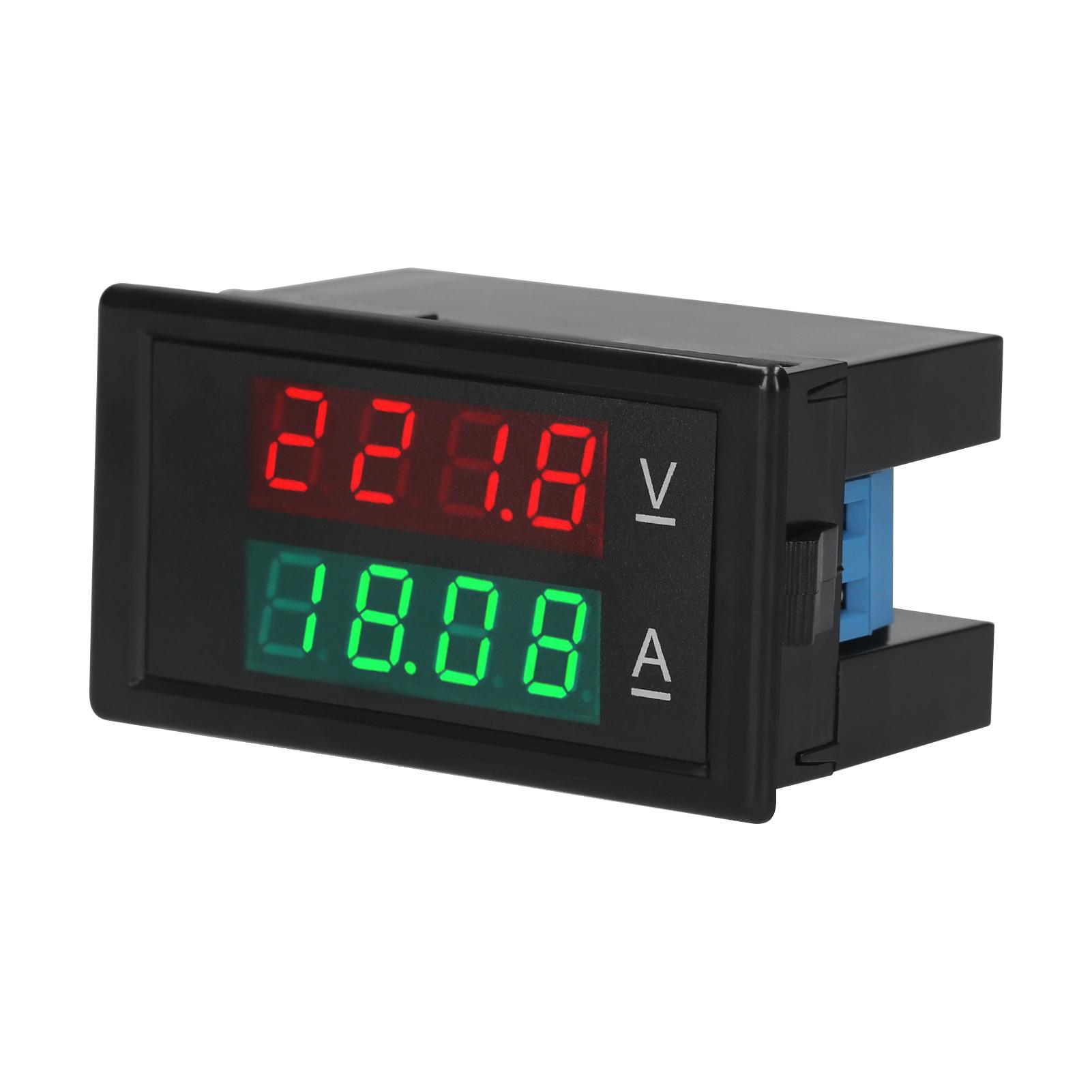 Digital Voltmeter Ammeter Voltage Current Tester Gauge Volt Amperage Tester Meter Amp Detector Red Green Dual Display