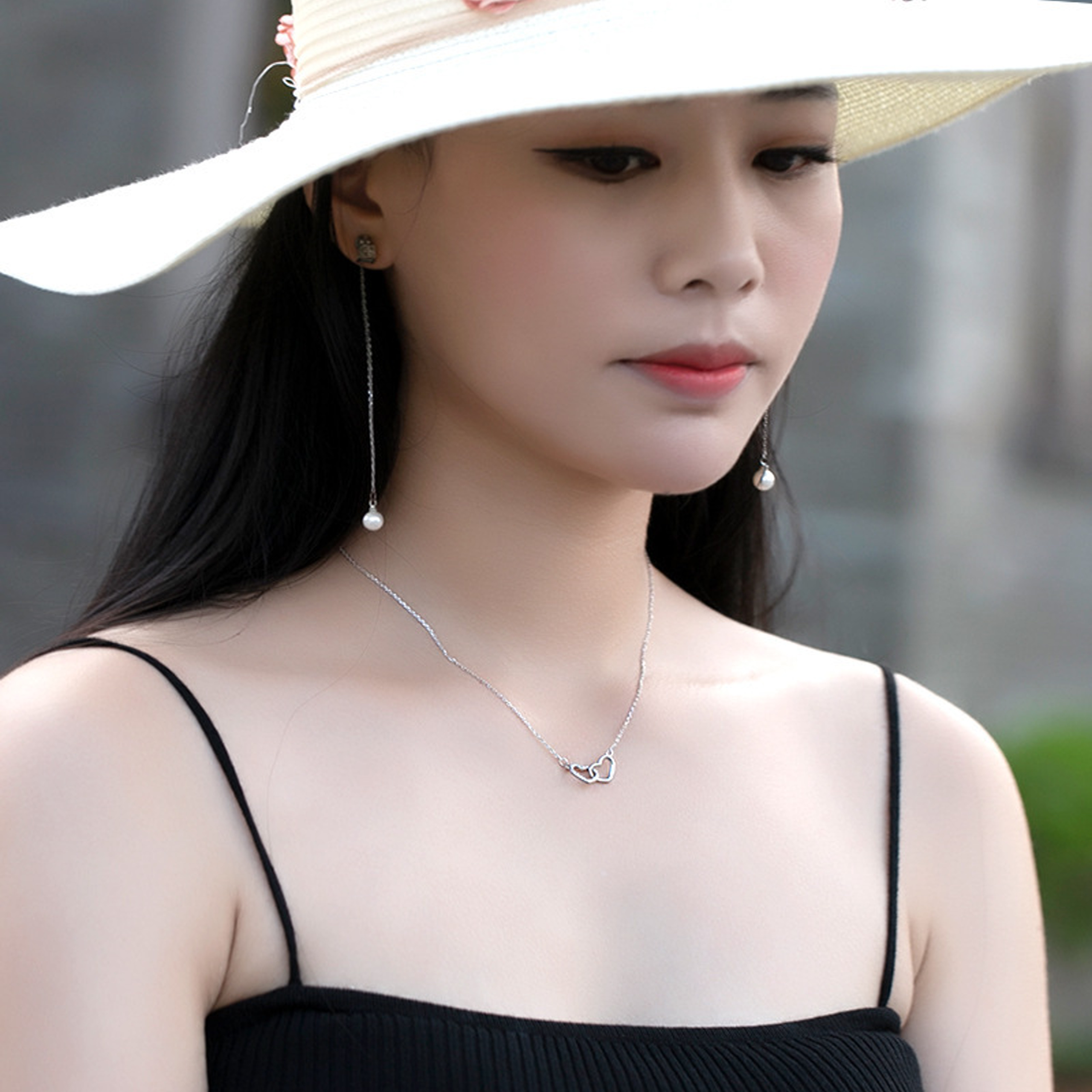 Dây chuyền bạc nữ mặt trái tim đôi DCN05