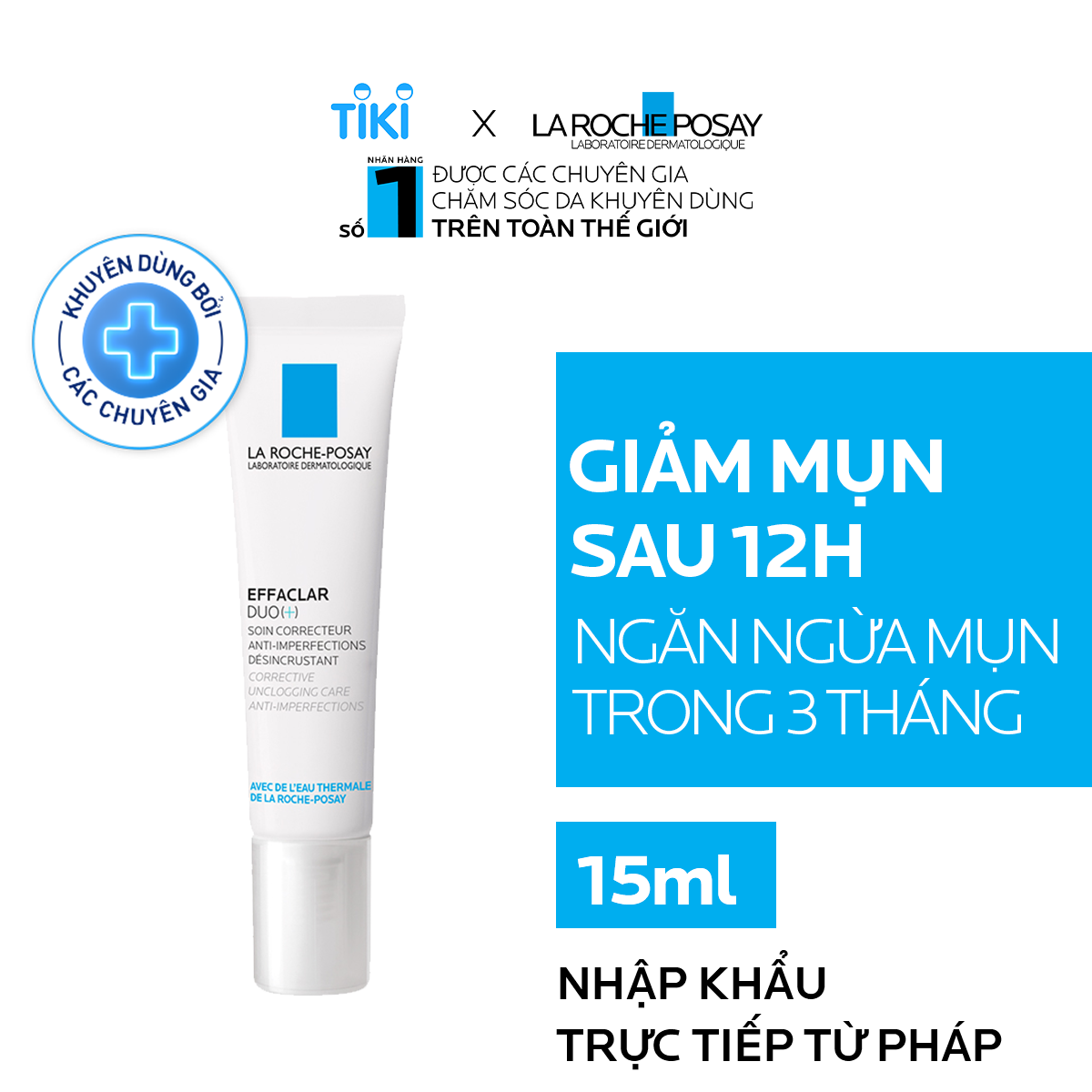 Kem dưỡng giảm mụn thông thoáng lỗ chân lông và ngừa thâm La Roche Posay Effaclar Duo+ 15ml