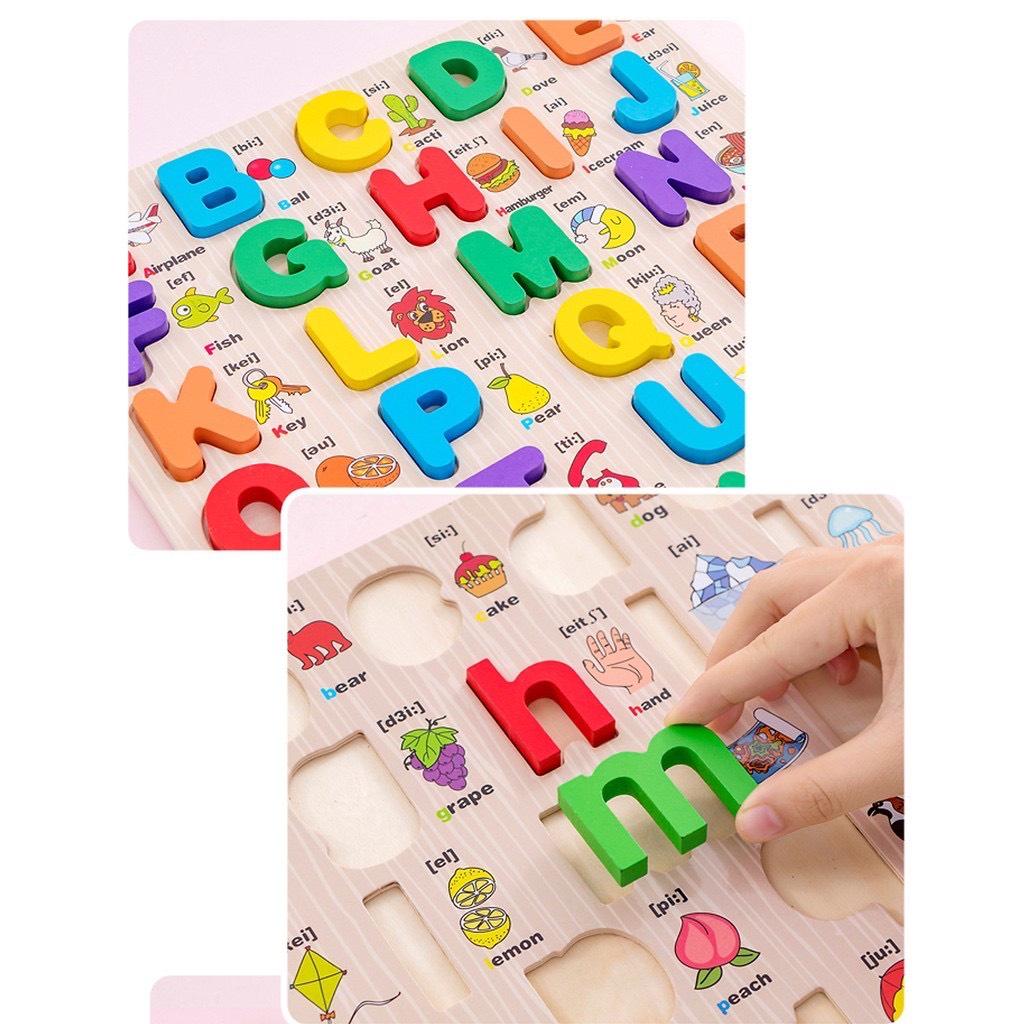 Bảng Chữ Cái Nổi Tiếng Anh Và Bảng Số Đếm Họa Tiết Minh Họa Phiên Âm Cho Bé Kích Thước 30x30cm