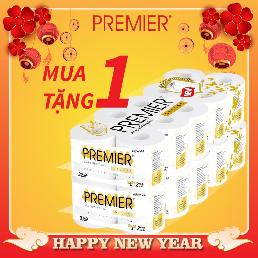 Combo Mua 1 Tặng 1 - Giấy vệ sinh PREMIER Deluxe đóng cặp 