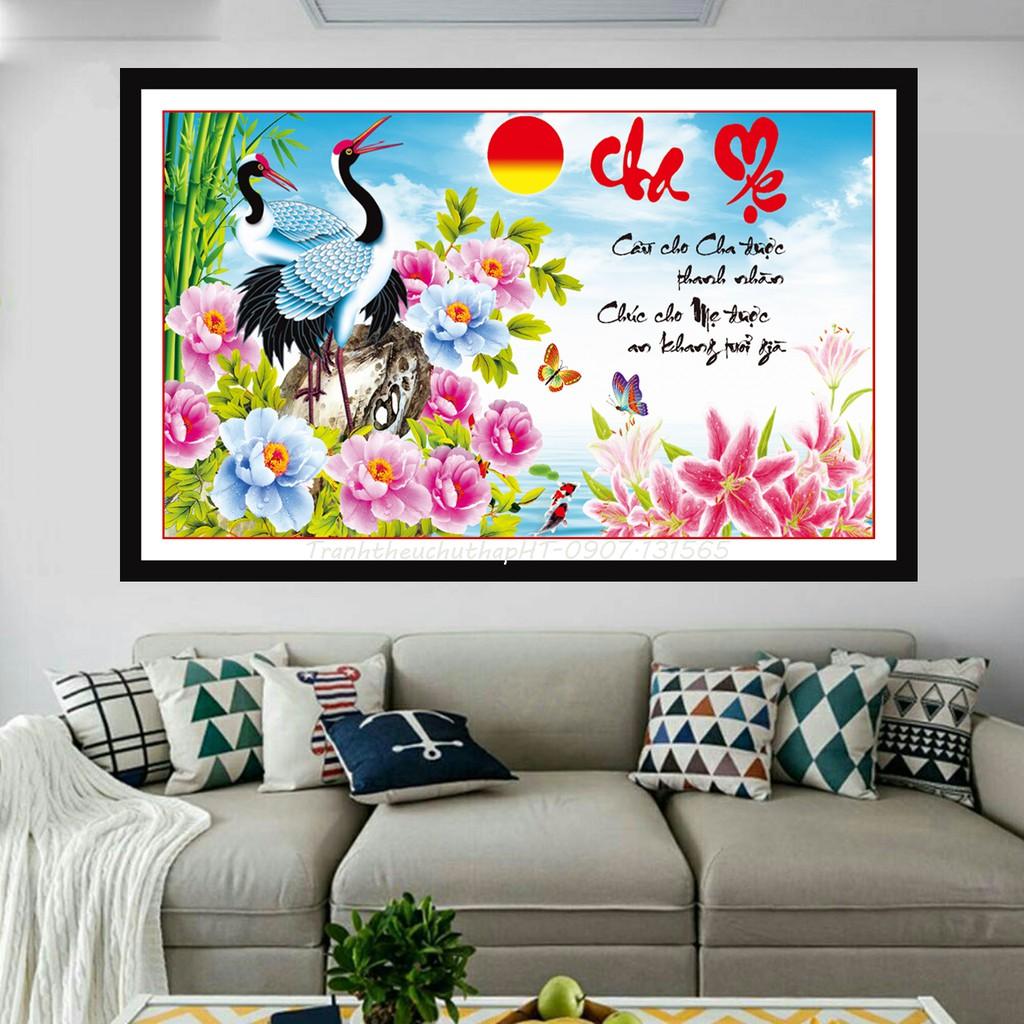 Tranh đính đá cha mẹ VS068 - tự đính