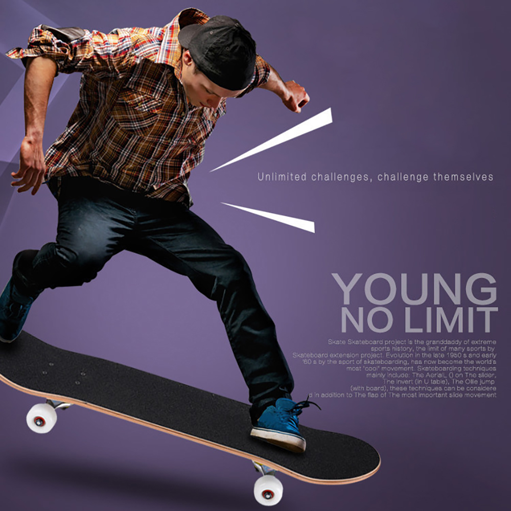 Ván trượt thể thao skateboard 80cm cao cấp đạt chuẩn thi đấu, 8 lớp gỗ phong ép mặt nhám, siêu bền, siêu chịu lực.