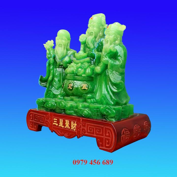 Tượng Phúc Lộc Thọ Màu Xanh Cao 40cm