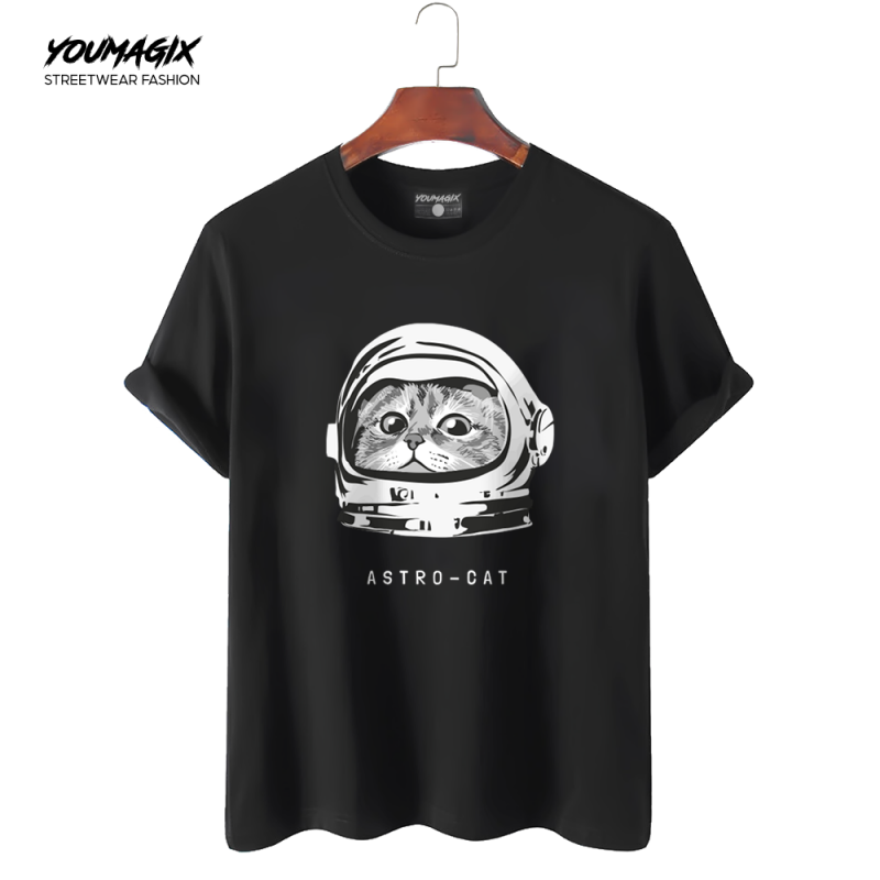 Áo Thun Tay Lỡ Form Rộng Unisex 100% Cotton In Hình Astro Cat